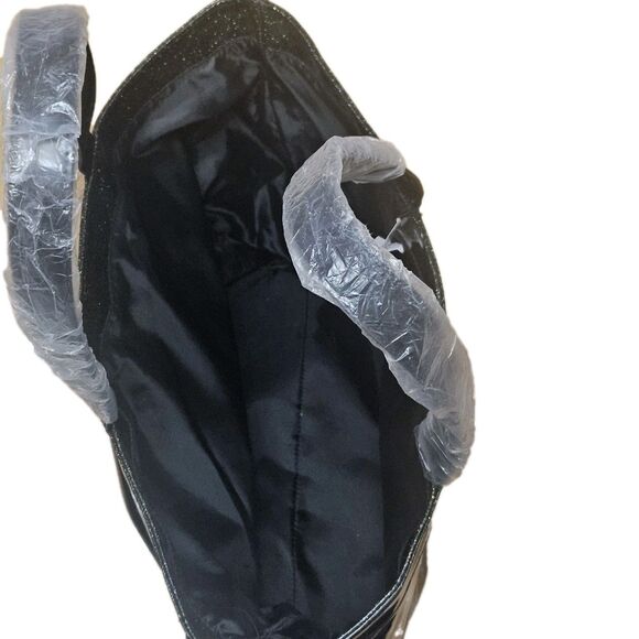 JIMMY CHOO Patent PVC BLACK Glossy XLarge Parfums Tote Bag Metallic Trim - Picture 5 of 9